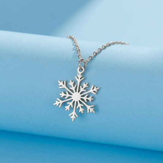 COOLTIME Snowflake Pendant Necklace for Women Stainless Steel Clavicle Chain Choker Fashion Couple Jewelry Gift New