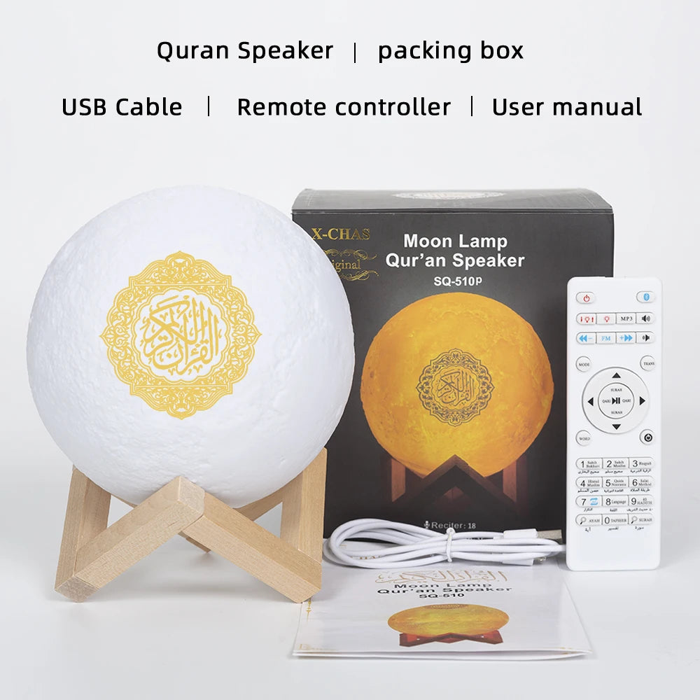 Quran Speakers Bluetooth Wireless Muslim Night Light Quran speakers 3D Moon With APP Control Quran Speaekr Koran Touch Lamp