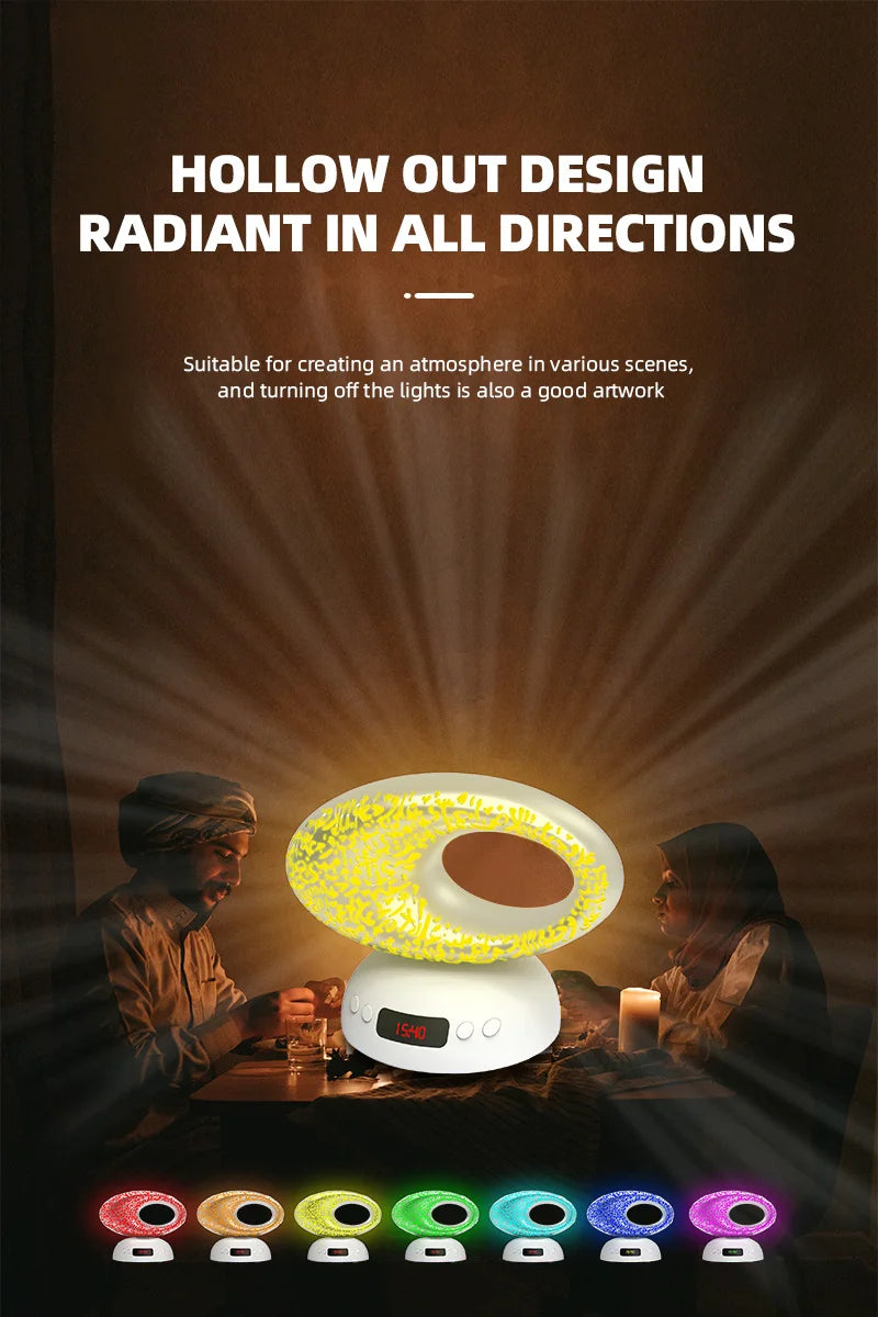 Quran Azan Clock Islamic Muslim Koran Bright Night Light Lamp Holy Bluetooth Speaker Portable Wireless Arab Ramadan Caixa De Som