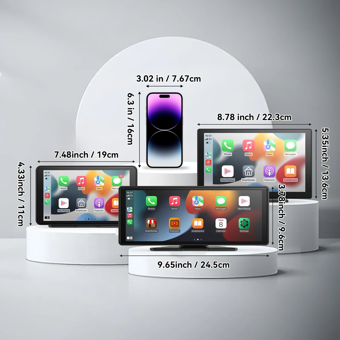 Pionray 7/9/10.26” CarPlay Android Auto Car Radio Multimedia Video Player IPS Touch Screen With AUX USB Support Rearview Camera