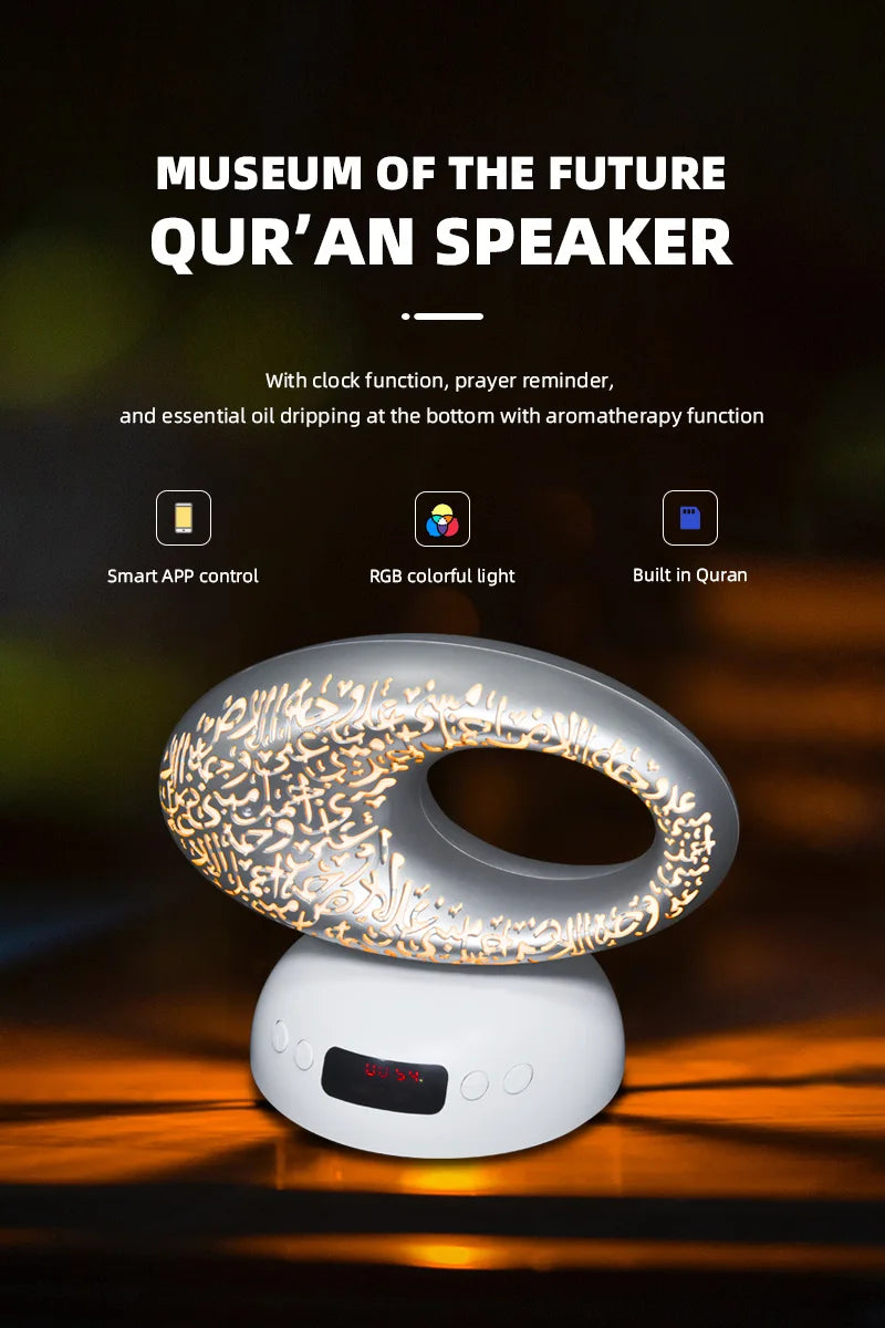 Quran Azan Clock Islamic Muslim Koran Bright Night Light Lamp Holy Bluetooth Speaker Portable Wireless Arab Ramadan Caixa De Som