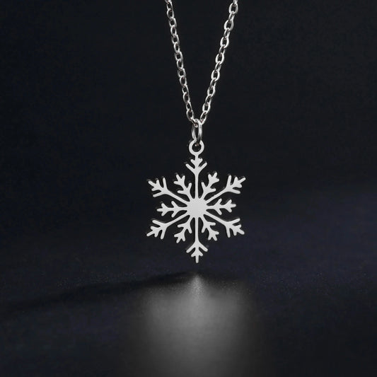 COOLTIME Snowflake Pendant Necklace for Women Stainless Steel Clavicle Chain Choker Fashion Couple Jewelry Gift New