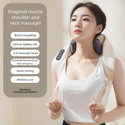Neck shoulder Massager Deep Tissue shiatsu Back Massagers with Heatfor Pain Relief Electric Kneading Squeeze Muscles Massage