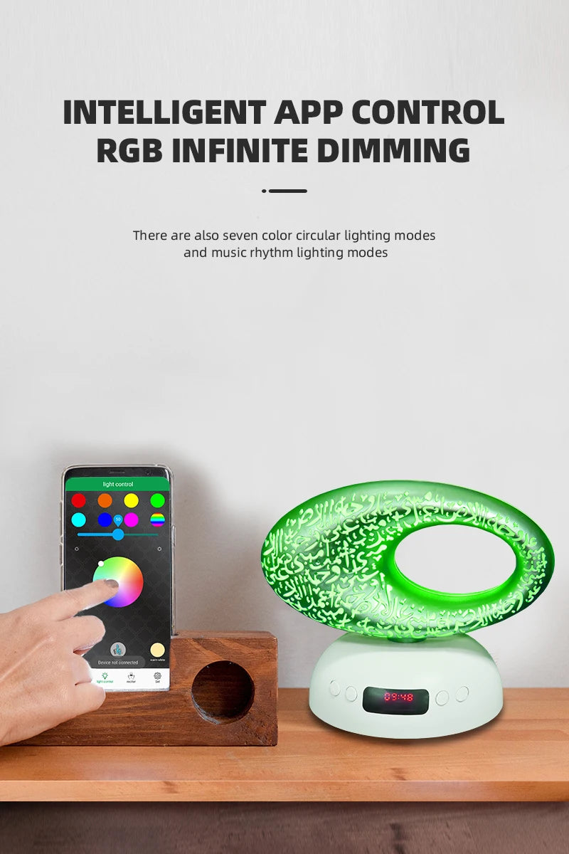 Quran Azan Clock Islamic Muslim Koran Bright Night Light Lamp Holy Bluetooth Speaker Portable Wireless Arab Ramadan Caixa De Som